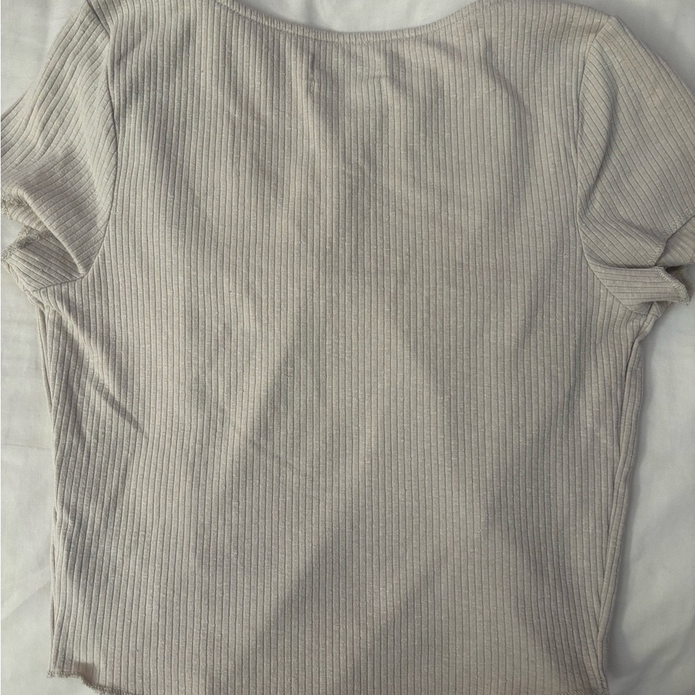 Women's Cream Ribbed Top - Picture 2 of 2